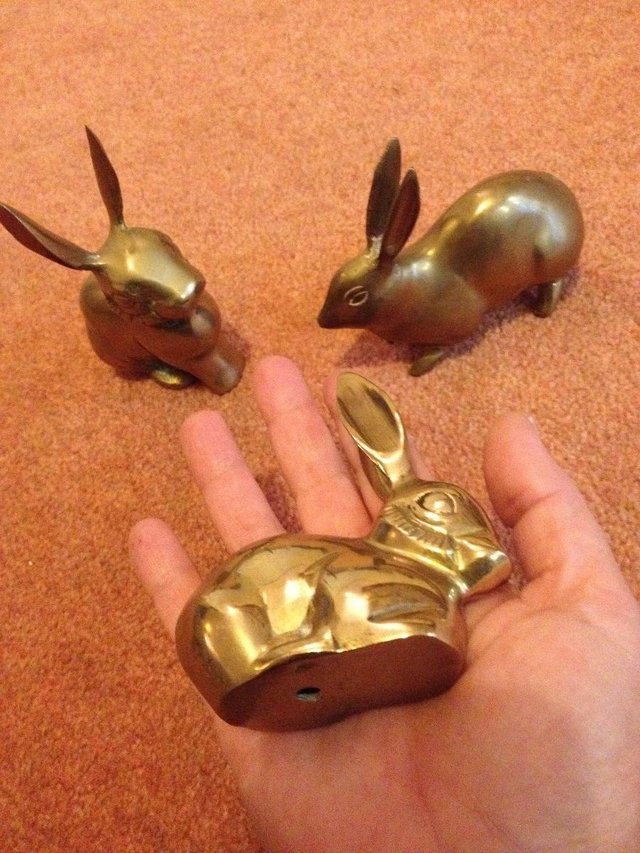 Preview of the first image of Larger Vintage Brass Bunny / Rabbit Ornaments.