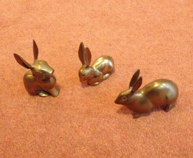 Image 2 of Larger Vintage Brass Bunny / Rabbit Ornaments