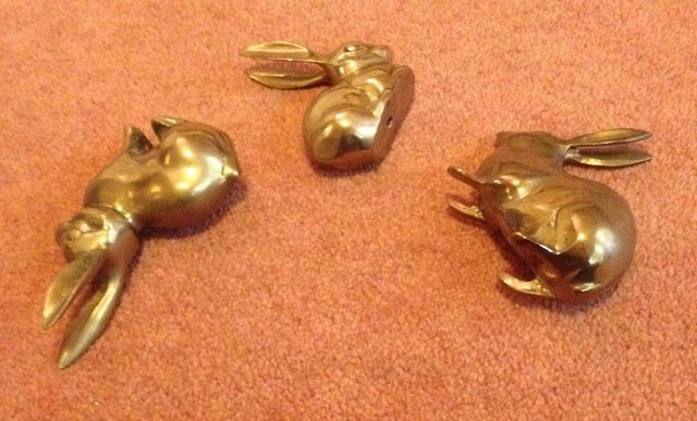Image 3 of Larger Vintage Brass Bunny / Rabbit Ornaments