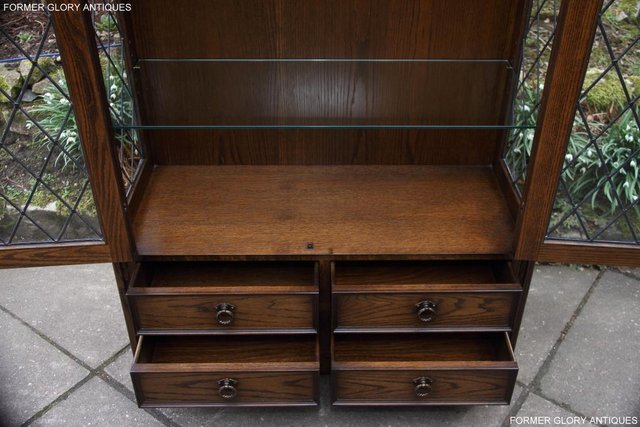 Image 12 of A JAYCEE OLD CHARM OAK DISPLAY CABINET BOOKCASE STAND UNIT