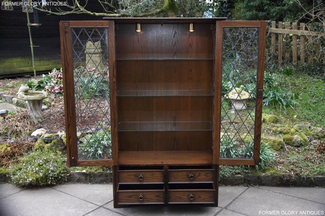 Image 25 of A JAYCEE OLD CHARM OAK DISPLAY CABINET BOOKCASE STAND UNIT