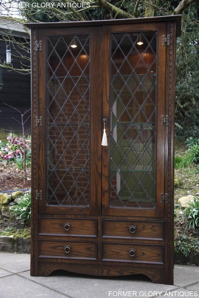 Image 40 of A JAYCEE OLD CHARM OAK DISPLAY CABINET BOOKCASE STAND UNIT