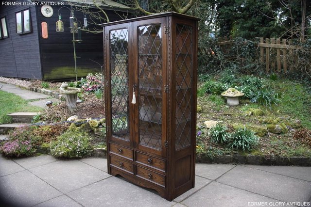 Image 45 of A JAYCEE OLD CHARM OAK DISPLAY CABINET BOOKCASE STAND UNIT