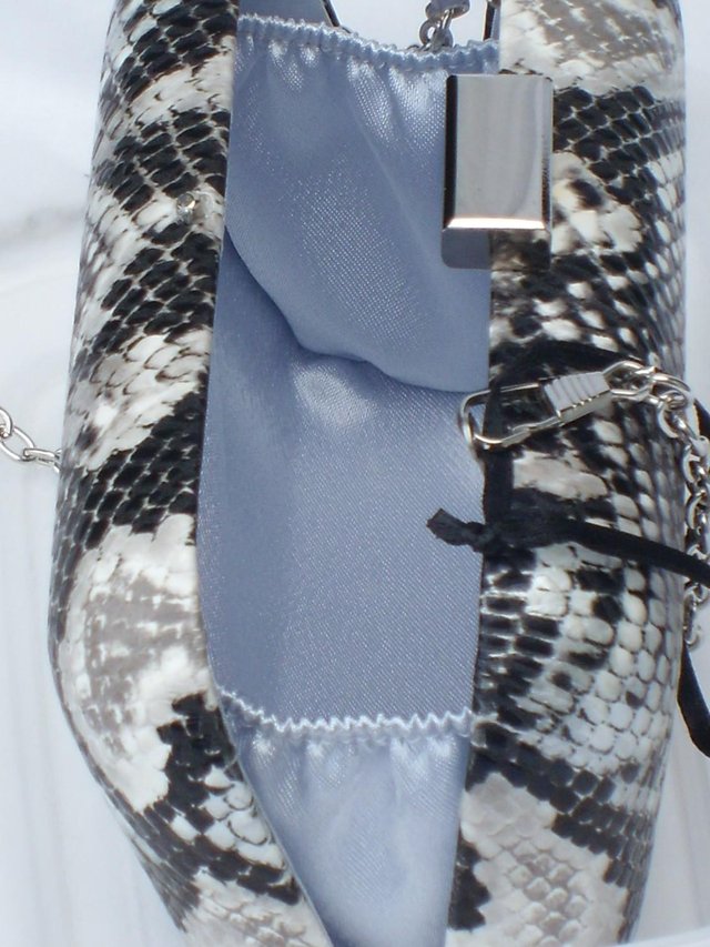 Image 2 of BETH J. Hard Shell Grey Snake Print Handbag/Clutch NEW!
