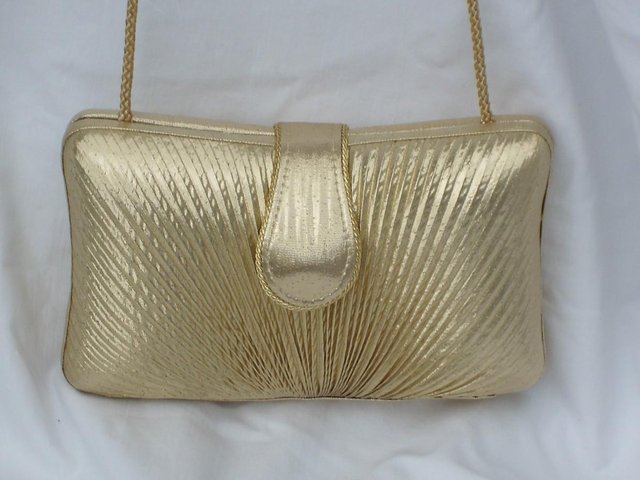 Image 2 of DENTS 1777 Vintage Look Gold Lamé Handbag/Clutch NEW!
