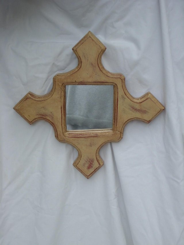 Preview of the first image of Gothic Cross Painted Wood Framed Mirror.