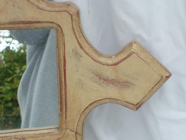 Image 3 of Gothic Cross Painted Wood Framed Mirror