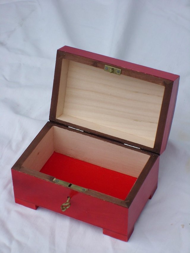 Image 2 of Arts & Crafts Style Painted Wood Box With Lock