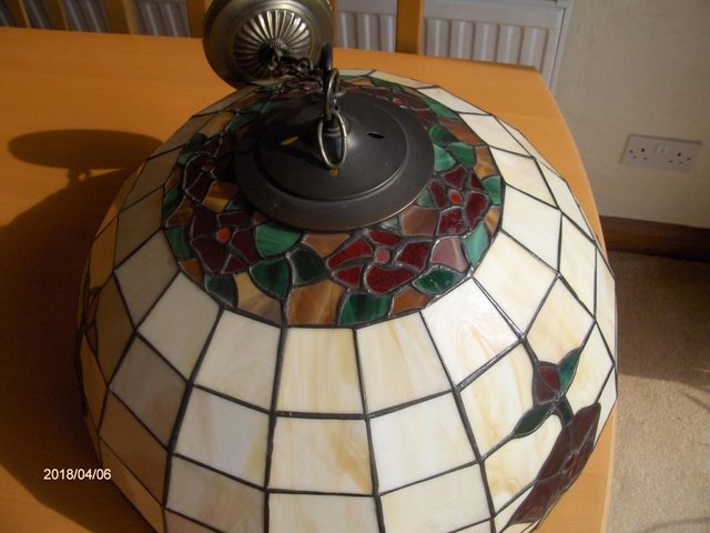 Preview of the first image of retro multi coloured large lamp shade.