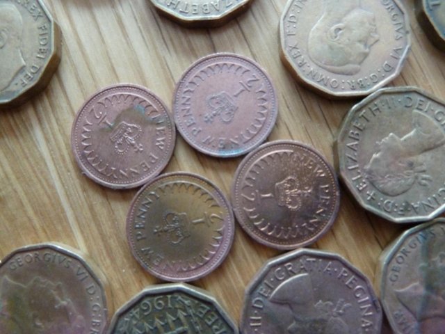 Image 3 of vintage old three pence pieces.