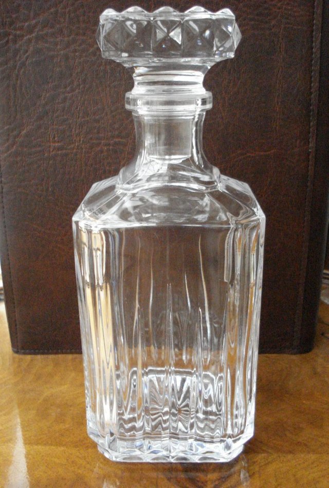 Preview of the first image of CUT GLASS RIDGED DECANTER FOR BRANDY WHISKY PORT SHERRY ETC..