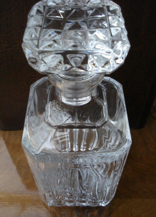 Image 2 of CUT GLASS RIDGED DECANTER FOR BRANDY WHISKY PORT SHERRY ETC.