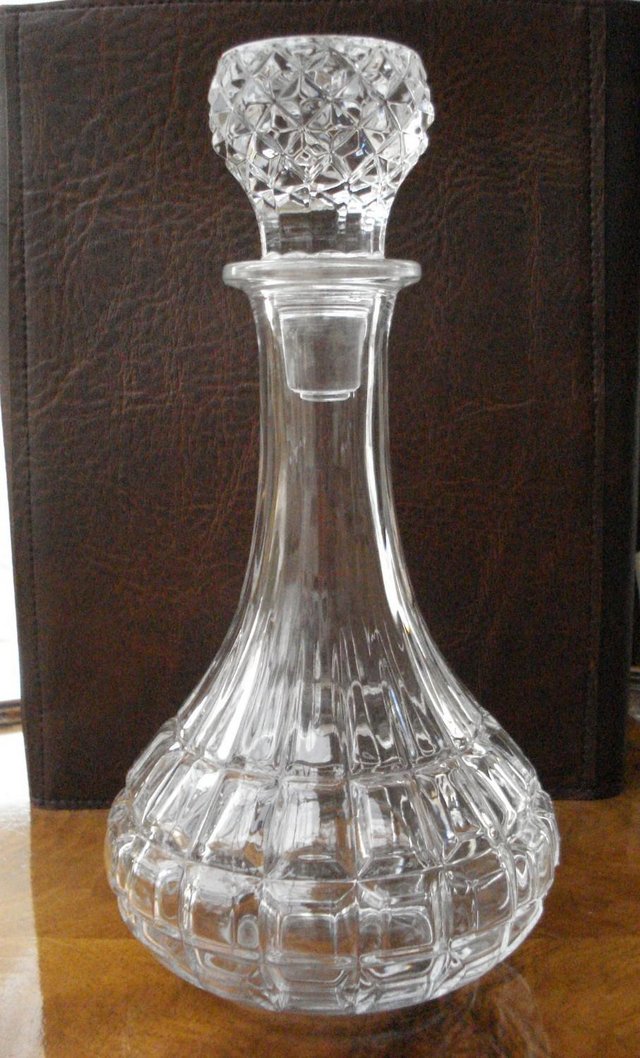 Preview of the first image of CUT GLASS SHIPS DECANTER FOR BRANDY WHISKY PORT SHERRY WINE.
