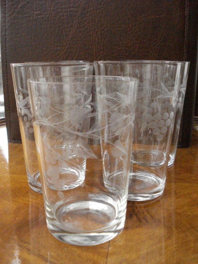 Image 2 of 5 x ANTIQUE CUT GLASS SET OF STUART CRYSTAL STOURBRIDGE