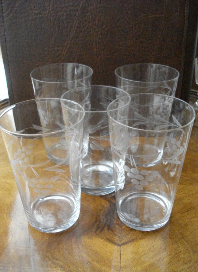 Preview of the first image of 5 x ANTIQUE CUT GLASS SET OF STUART CRYSTAL STOURBRIDGE.