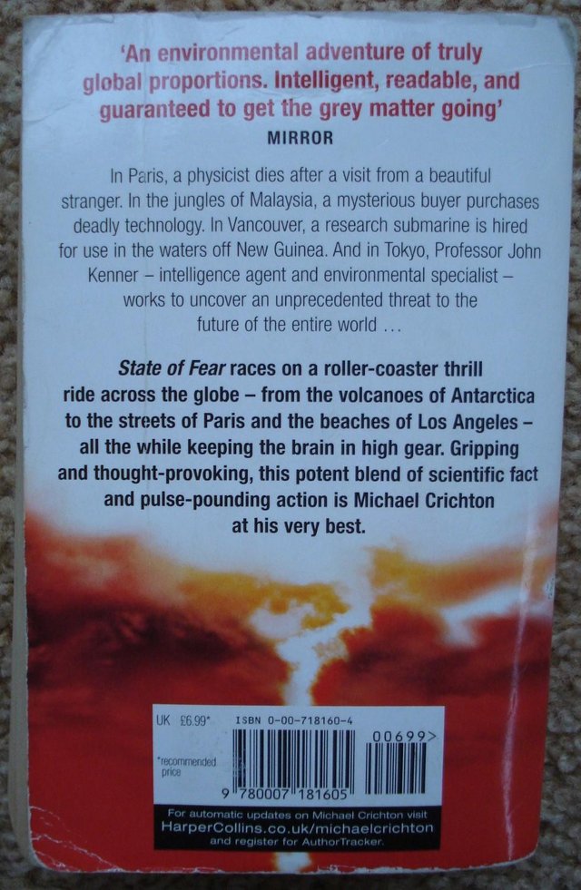 Image 3 of “STATE OF FEAR” BY MICHAEL CRICHTON – PAPERBACK BOOK