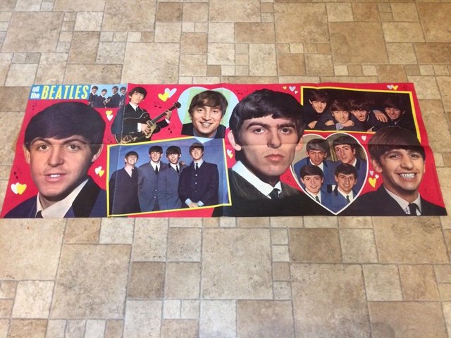 Preview of the first image of Beatles Newnes UK 1964 52" x 19" Large Giant Fold-Out Poster.