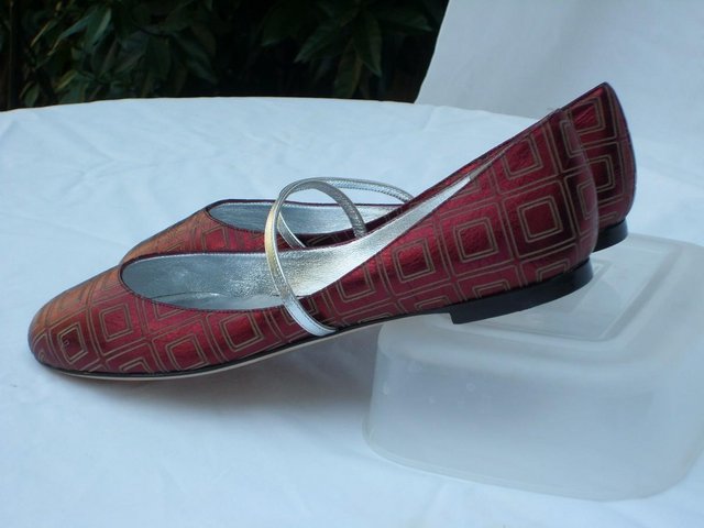 Image 2 of PIATONNA Red Leather Ballet Flat Shoes Size 6/39 NEW!