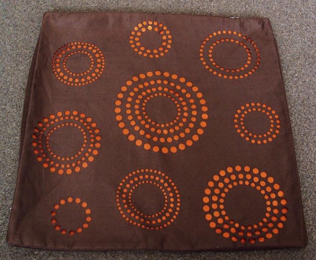 Preview of the first image of 3 Brown/Orange 70's Style Cushion Covers.