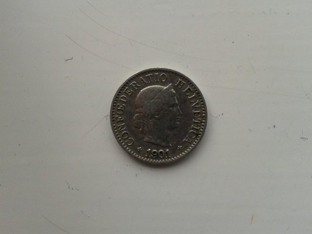 Image 2 of 1901 Switzerland 5 Rappen Coin KM# 26 (gF)