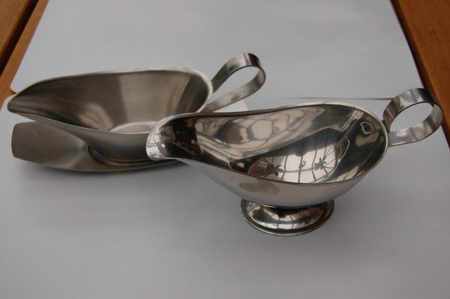 Image 7 of 1 SS Carving Tray, Hor D'Oeuvre Dish, 3Gravy Boats