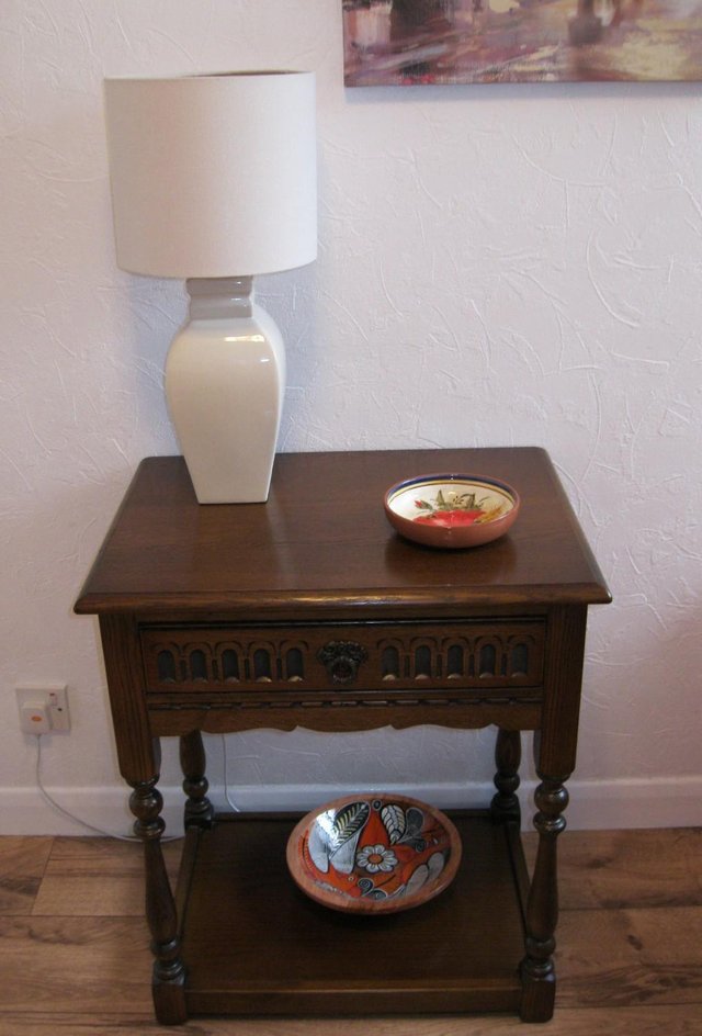 Preview of the first image of Wood Bros. OLD CHARM Lamp Table in Vintage Oak.
