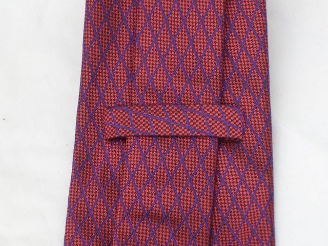 Image 2 of TM LEWIN 100% Silk Ruby Tie With Purple Lattice NEW!
