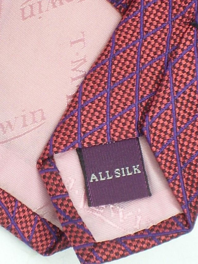 Image 3 of TM LEWIN 100% Silk Ruby Tie With Purple Lattice NEW!