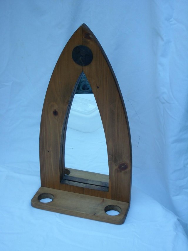 Preview of the first image of Gothic Arch Style Wood Framed Mirror.