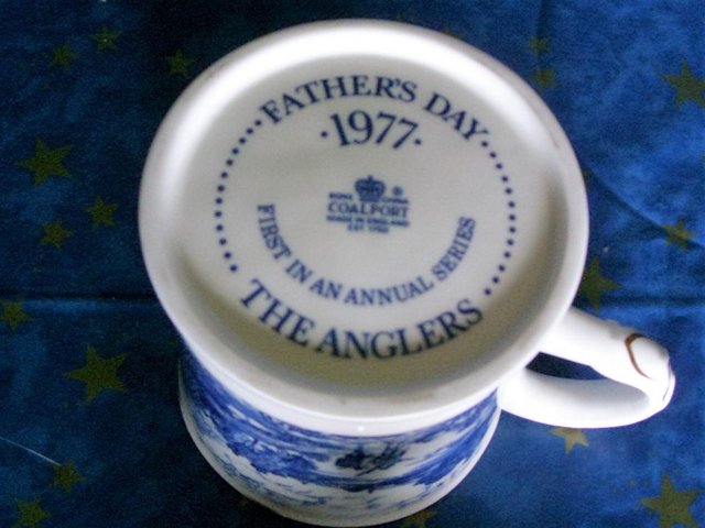 Image 3 of A vintage Coalport decorative Tankard 'The Anglers' Father's