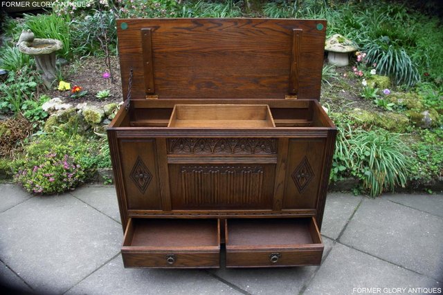 Image 5 of OLD CHARM LIGHT OAK BLANKET TOY BOX DOWER CHEST DRAWERS UNIT
