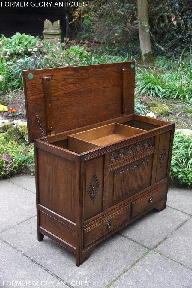 Image 13 of OLD CHARM LIGHT OAK BLANKET TOY BOX DOWER CHEST DRAWERS UNIT