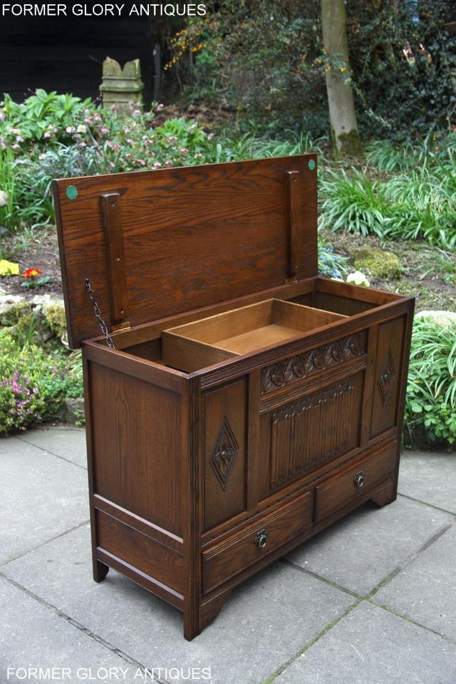 Image 70 of OLD CHARM LIGHT OAK BLANKET TOY BOX DOWER CHEST DRAWERS UNIT