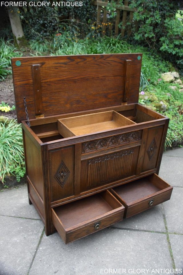 Image 98 of OLD CHARM LIGHT OAK BLANKET TOY BOX DOWER CHEST DRAWERS UNIT