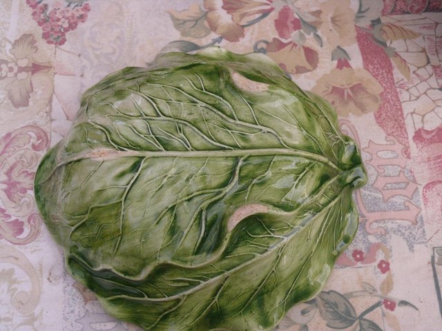 Preview of the first image of Vintage + Cabbage leaf shaped dish.