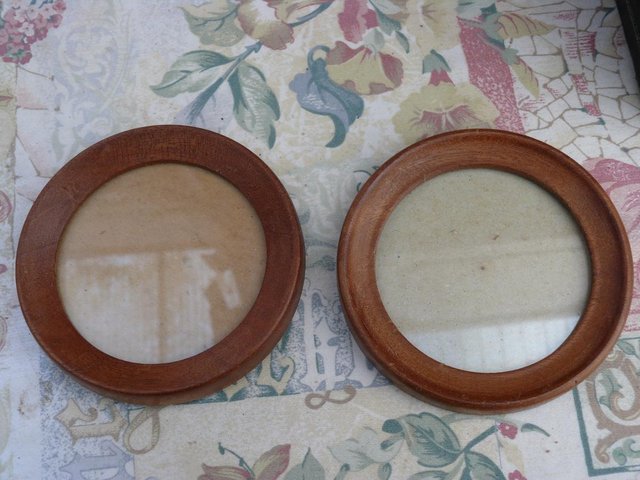 Image 2 of Two vintage wooden circular frames