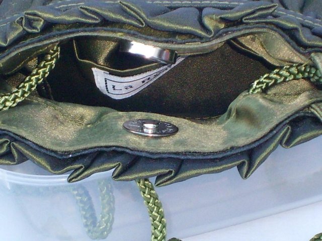 Image 2 of LA REGALE Green Satin Event Bag NEW WITH TAGS