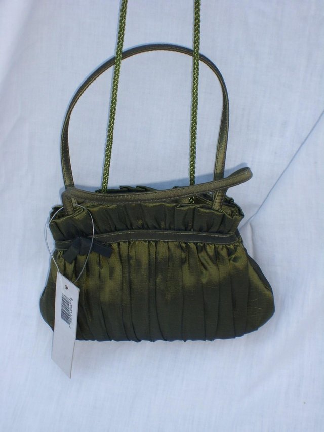 Image 3 of LA REGALE Green Satin Event Bag NEW WITH TAGS