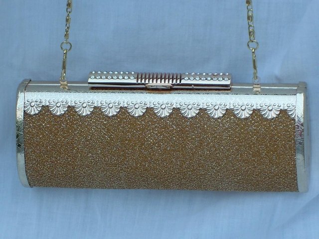 Image 2 of Gold Lamé Hard Shell Handbag/Clutch NEW