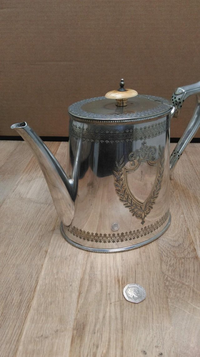 Preview of the first image of Fine Mid Victorian Campaign Silver Plated Tea Set.