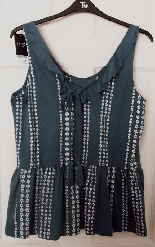 Image 2 of Bnwt Next Blue/White Top With Flower Decoration - Sz 16