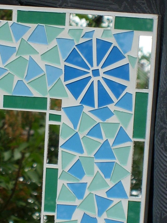 Image 2 of Square Blue/Green Mosaic Mirror