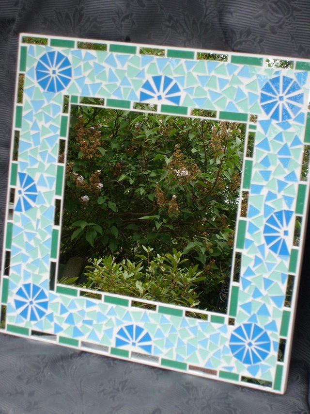 Preview of the first image of Square Blue/Green Mosaic Mirror.