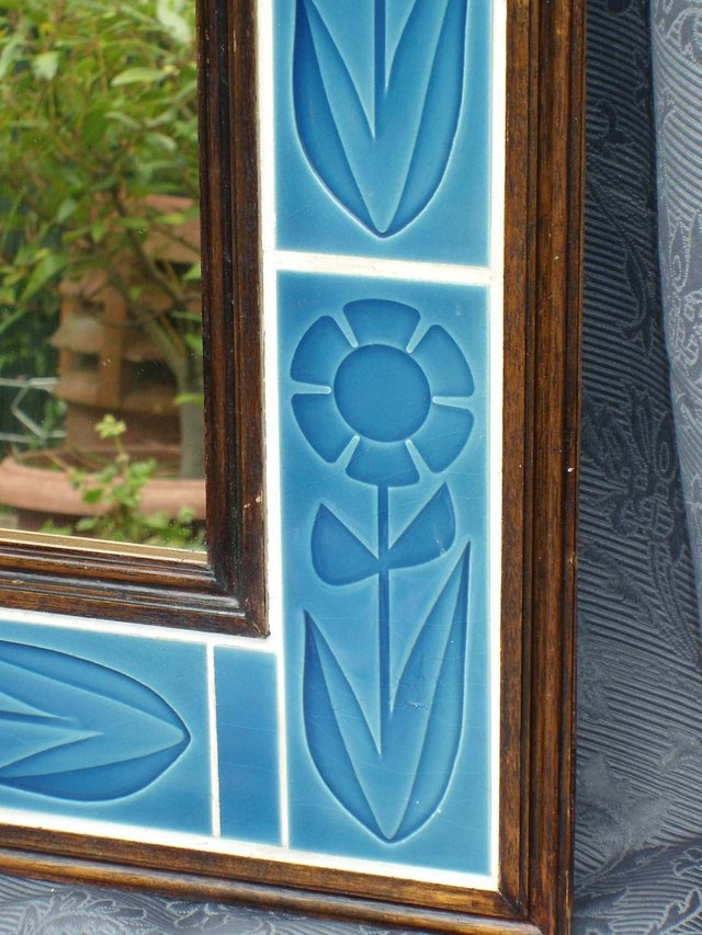 Image 2 of Vintage Mirror With Blue Tile Frame