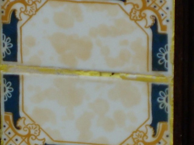 Image 3 of Vintage Square Mirror With Cream/Blue Tile Frame