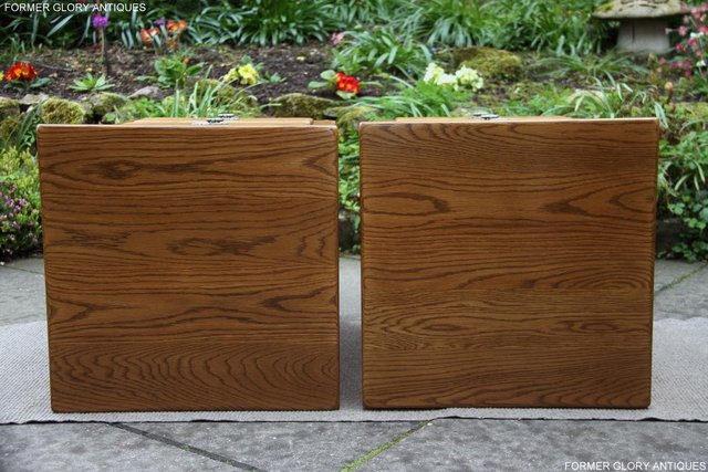 Image 56 of PAIR OF OLD CHARM OAK BEDSIDE LAMP TABLES CHEST OF DRAWERS
