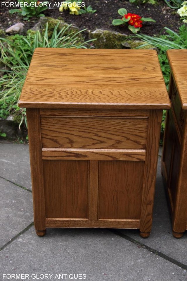 Image 62 of PAIR OF OLD CHARM OAK BEDSIDE LAMP TABLES CHEST OF DRAWERS