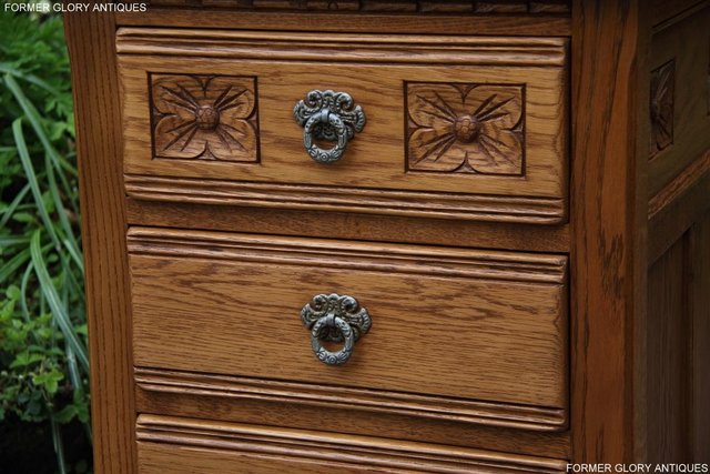 Image 84 of PAIR OF OLD CHARM OAK BEDSIDE LAMP TABLES CHEST OF DRAWERS