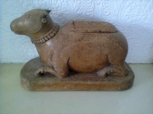 Image 3 of Indian Carved Cow Figure-Vintage-Sacred Cow