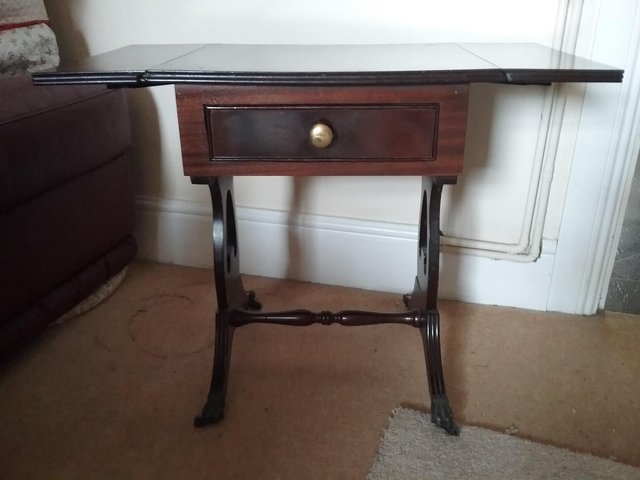 Image 3 of Occasional table with drawer and inlaid top surface